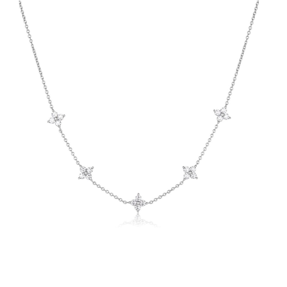 14k Gold Clover Diamonds Necklace - Picture 6 of 8